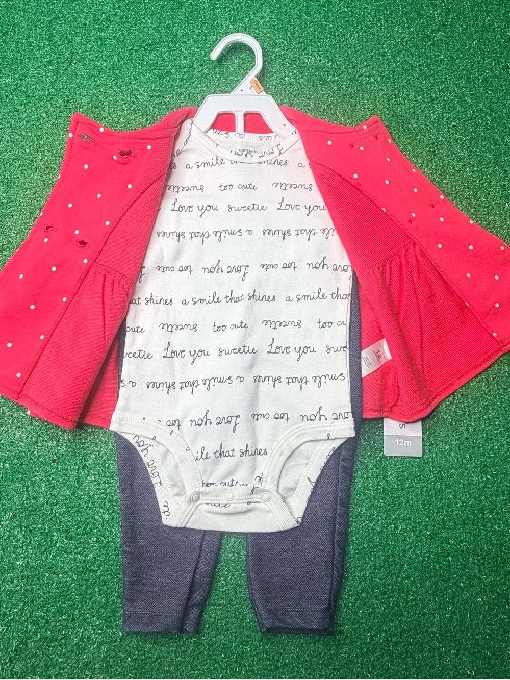 Carter's White Script & Bright Pink Baby Bottoms